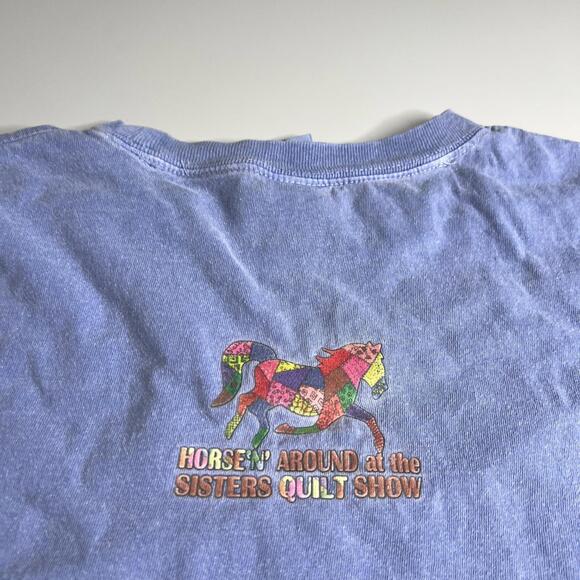 Vintage Champion 90s Sisters Quilt Show Horse T-Shirt XXL Purple USA Art Graphic - Picture 2 of 7